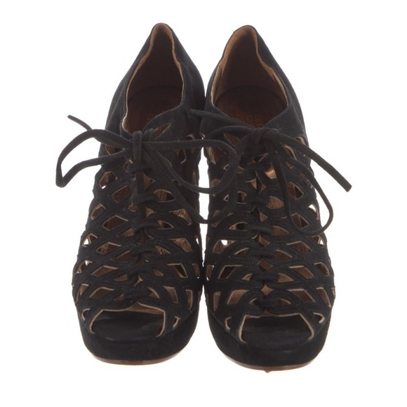 SEE BY CHLOÉ Suede Cutout Accent Pumps Sz 8 EU 38 - Picture 4 of 6